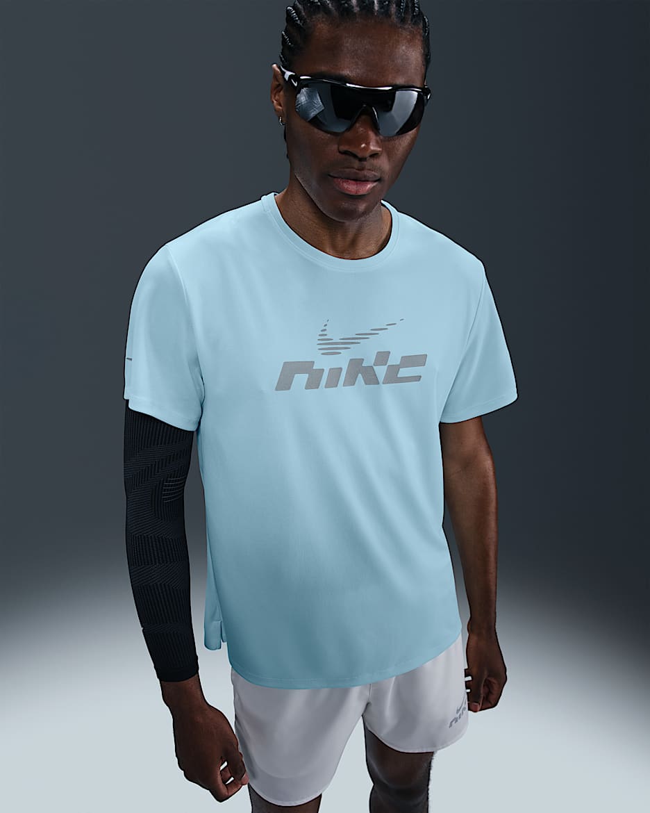 ★Nike★ Mylar Flash Dry Fit UV Short Sleeve Running Top M B Nike Miler Flash Men's Dri-FIT UV Short-Sleeve Running Top